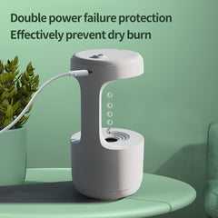 LED water drop humidifier diffuser with dual power failure protection, preventing dry burn for safe operation.